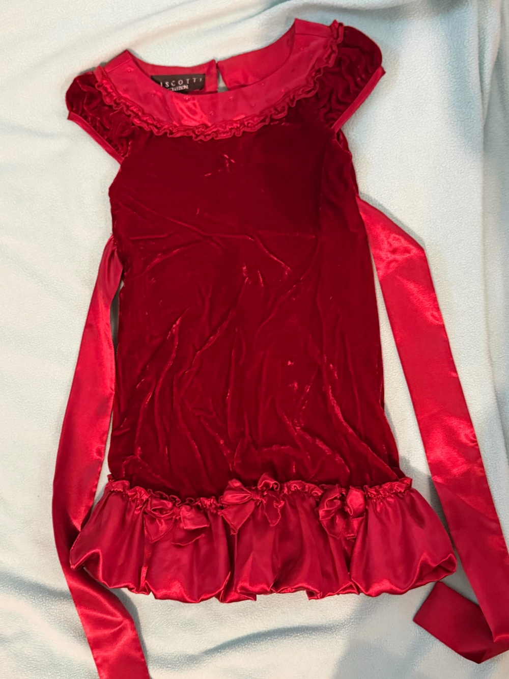 girls Biscotti Red Satin Ruffle Dress